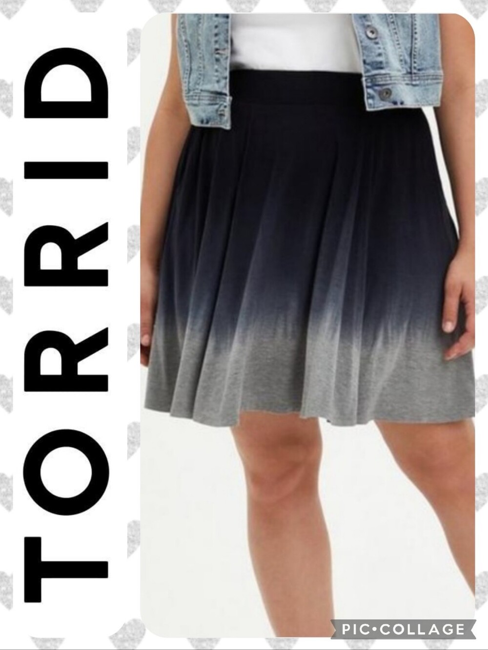 Torrid 5X Super Soft Knit Mini Jersey Skater Skirt - Blue & Grey Dip Dye